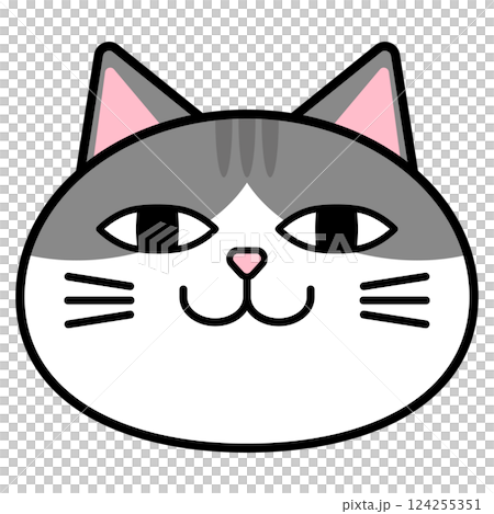 Illustration of a brown tabby and white cat 124255351