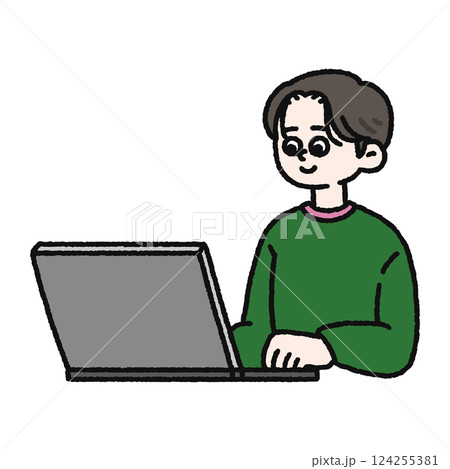 ノートパソコン　人物 124255381
