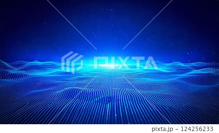 サイバー感のあるウェーブ デジタル波 近未来のイメージ 背景素材 テクスチャ AI生成素材	 124256233