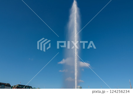 the city of Hamburg at the alster river in germany 124256234