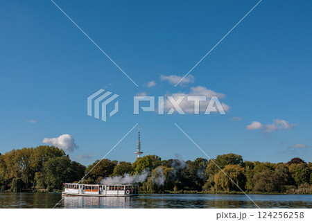 the city of Hamburg at the alster river in germany 124256258