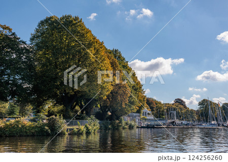 the city of Hamburg at the alster river in germany 124256260