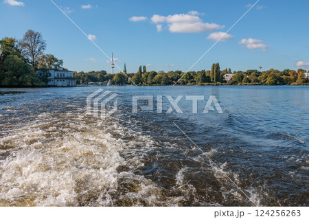 the city of Hamburg at the alster river in germany 124256263