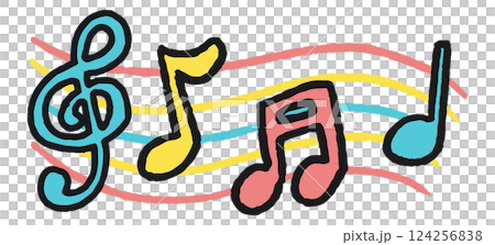 五線譜と音符のライン　手描きイラスト 124256838