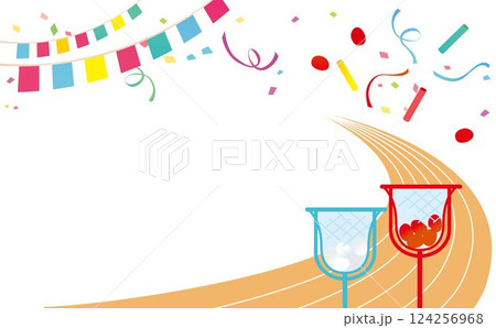運動会 玉入れ徒競走 背景イラスト 運動会 玉入れ徒競走 背景イラスト 124256968