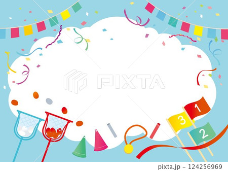 運動会 玉入れ徒競走 背景イラスト 運動会 玉入れ徒競走 背景イラスト 124256969