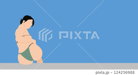 プールに入る女性のイラスト プールに入る女性のイラスト 124256988