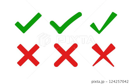 Check mark and cross symbols 124257042