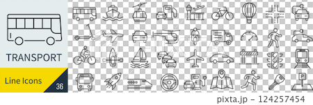 Transportation line icon set 124257454