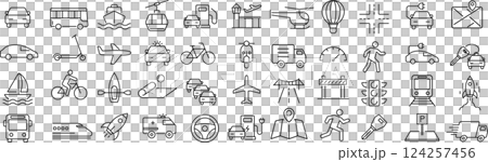 關於交通的向量單色線圖示集 關於交通的向量單色線圖示集 124257456