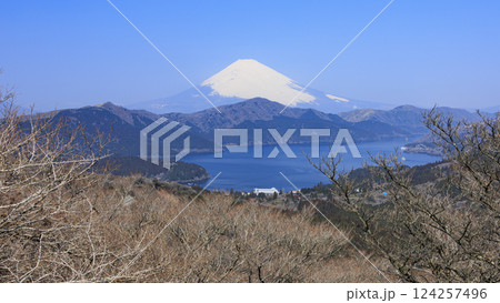 大観山から見た富士山と芦ノ湖 124257496