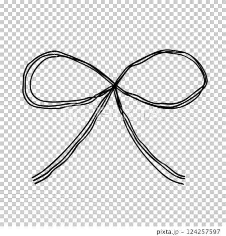 Ribbon hand drawn icon Monochrome vector illustration with multiple overlapping lines Ribbon hand drawn icon Monochrome vector illustration with multiple overlapping lines 124257597