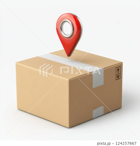 A red box with a red dot on it A red box with a red dot on it 124257667