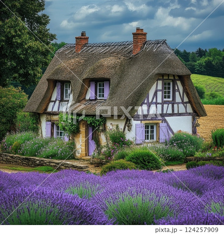 A small house with a white exterior 124257909