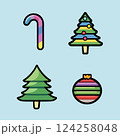 Bright and Colorful Christmas Holiday Decorations Symbols, and Cheerful Elements 124258048