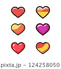 Colorful Heart Icons Created in a Pixel Art Style. Eye Catchingly Appealing 124258050