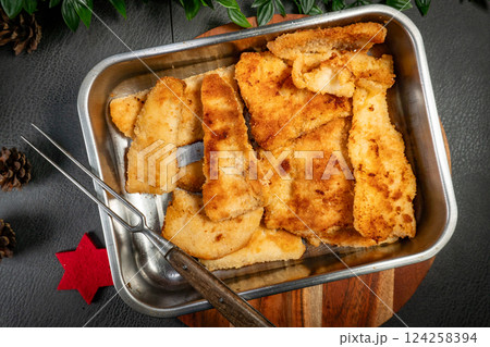Fried cod fillet. 124258394