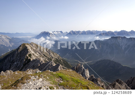Panoramic view Nordlinger hut on Karwendel Hohenweg, Austria 124258689