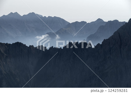 Panoramic view Nordlinger hut on Karwendel Hohenweg, Austria 124259281