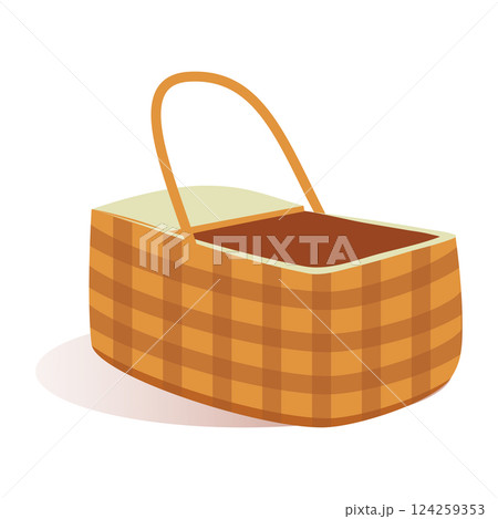 Wicker picnic basket cartoon hamper box straw icon Wicker picnic basket cartoon hamper box straw icon 124259353