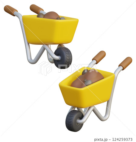 3D graphics of a dirt cart filled with dirt 124259373