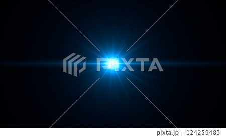 Blue star ray lights background. Transition to natural lights. Optical flares, shiny optical lenses effect. Blue star ray lights background. Transition to natural lights. Optical flares, shiny optical lenses effect. 124259483