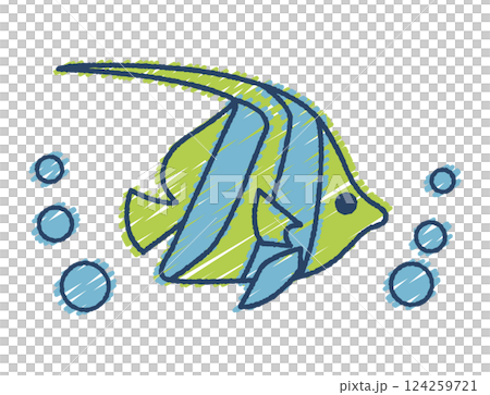 手繪熱帶魚插圖 124259721