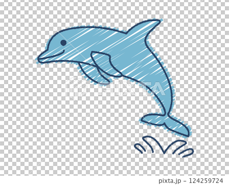 手繪海豚插圖 124259724