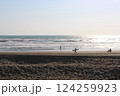 晴れた日の湘南の海岸とサーファー 124259923
