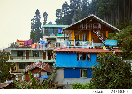 House in Eastern Himalayas region of India House in Eastern Himalayas region of India 124260308