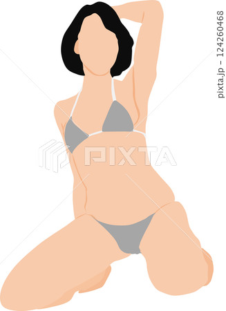 ポーズをとる水着を着た女性のイラスト ポーズをとる水着を着た女性のイラスト 124260468