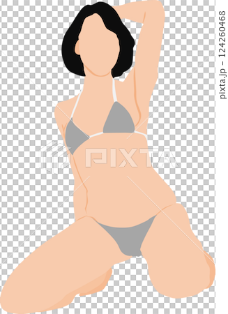 ポーズをとる水着を着た女性のイラスト ポーズをとる水着を着た女性のイラスト 124260468
