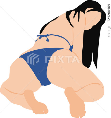 ポーズをとる水着を着た女性のイラスト ポーズをとる水着を着た女性のイラスト 124260469