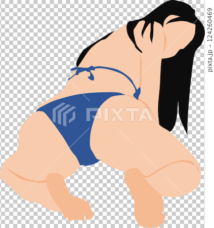 ポーズをとる水着を着た女性のイラスト ポーズをとる水着を着た女性のイラスト 124260469