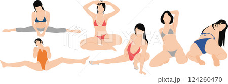ポーズをとる水着を着た女性のイラスト ポーズをとる水着を着た女性のイラスト 124260470