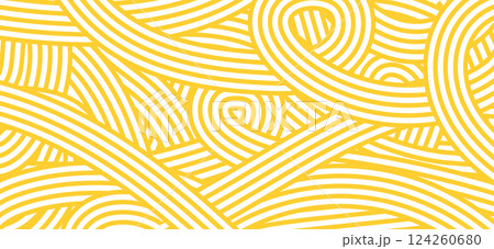Abstract line pattern. Spaghetti background for design. Geometric linear texture of yellow noodles or pasta. Abstract line pattern. Spaghetti background for design. Geometric linear texture of yellow noodles or pasta. 124260680