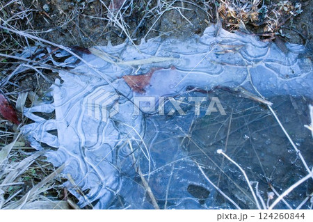 凍った水たまり 凍った水たまり 124260844