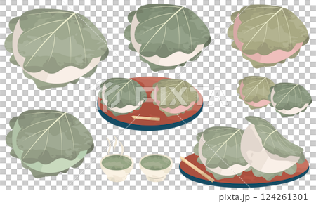 各種年糕的插畫集 124261301