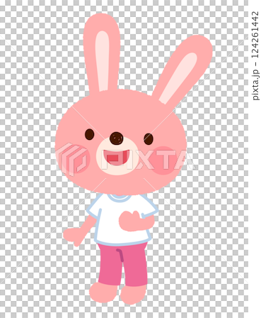 かわいいウサギのキャラクター 女の子 運動着 スタッフ かわいいウサギのキャラクター 女の子 運動着 スタッフ 124261442