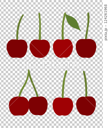 さくらんぼの手描きイラストセット 124261968