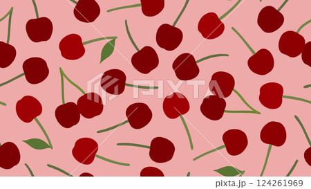 さくらんぼのランダムなシームレスパターン 124261969