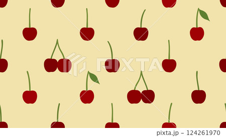 さくらんぼが規則的に並んだシームレスパターン 124261970