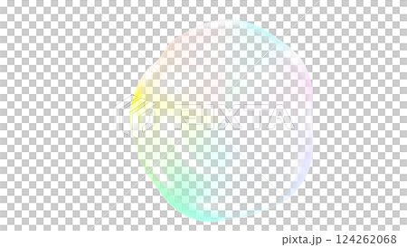 バブル球体　ジェル状　透明png　イラスト　春色　虹色カラフル素材　シャボン玉水泡 124262068