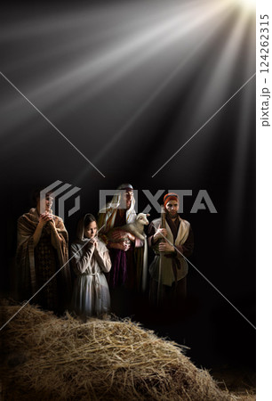 Shepherds came to worship the newborn Jesus Shepherds came to worship the newborn Jesus 124262315