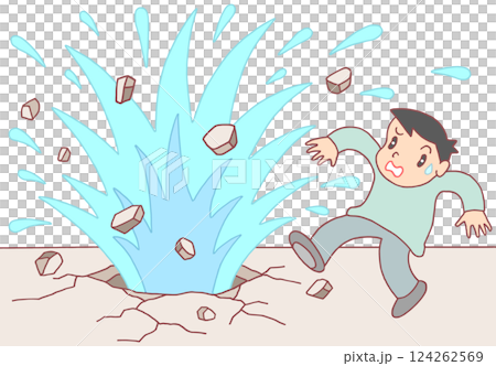 Social issues - Water pipe bursts, aging infrastructure, water leaks, water gushes 124262569