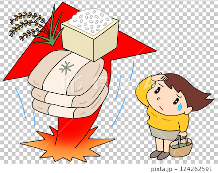 Social issues - Rice price hikes, Reiwa rice riots, living costs, food issues 124262591
