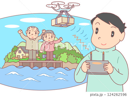 社会問題 - 離島生活者・生活物資・ドローン・物資運搬・物流サービス 社会問題 - 離島生活者・生活物資・ドローン・物資運搬・物流サービス 124262596