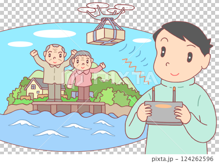 社会問題 - 離島生活者・生活物資・ドローン・物資運搬・物流サービス 社会問題 - 離島生活者・生活物資・ドローン・物資運搬・物流サービス 124262596