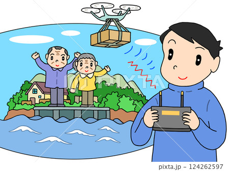 社会問題 - 離島生活者・生活物資・ドローン・物資運搬・物流サービス 社会問題 - 離島生活者・生活物資・ドローン・物資運搬・物流サービス 124262597