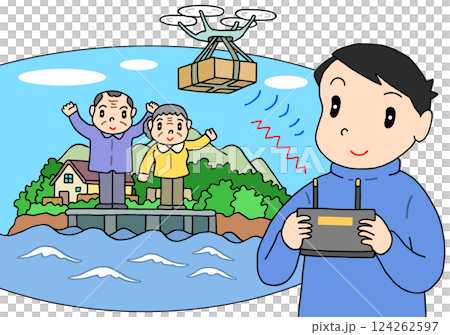 社会問題 - 離島生活者・生活物資・ドローン・物資運搬・物流サービス 社会問題 - 離島生活者・生活物資・ドローン・物資運搬・物流サービス 124262597